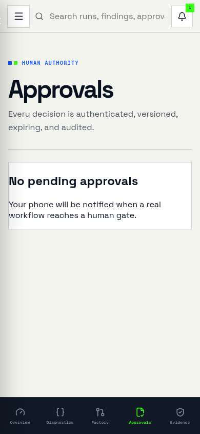 Nurpam Forge mobile approval interface